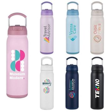 Freeze Sip 24oz Recycled Stainless Steel Bottle with easy carry handle, dual use lid & twist open bottom
